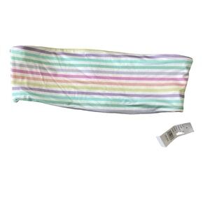 Pacsun L.A. Hearts large bikini top pastel strips white pink pure green
